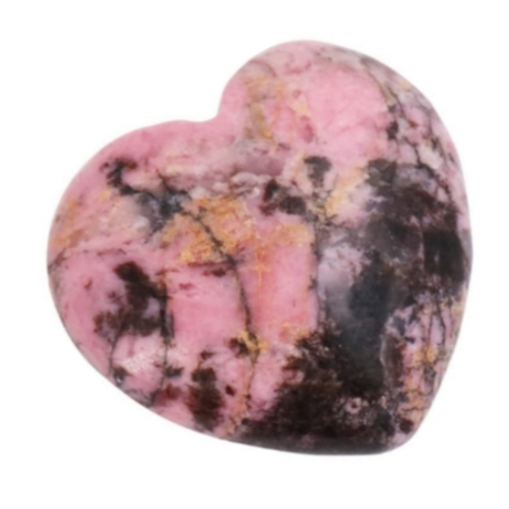 Pink Black Rhodonite Heart Shaped Gem Love Gemstone Worry Rock Pocket Palm Stone